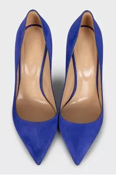 Blue suede pumps