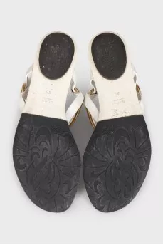 Beige leather sandals