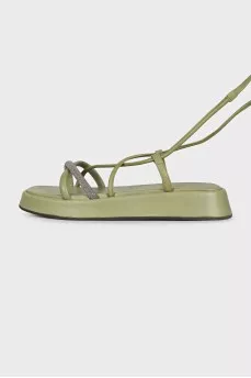 Leather sandals with laces