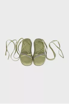 Leather sandals with laces