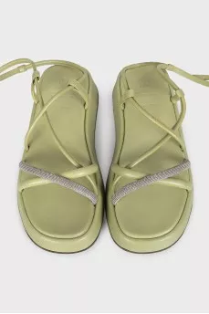 Leather sandals with laces