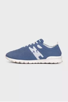 Men's blue sneakers with a signature print