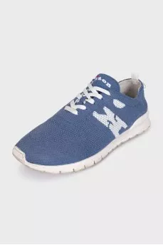 Men's blue sneakers with a signature print