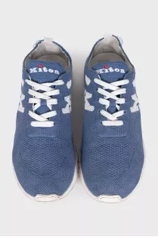 Men's blue sneakers with a signature print