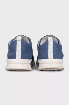 Men's blue sneakers with a signature print