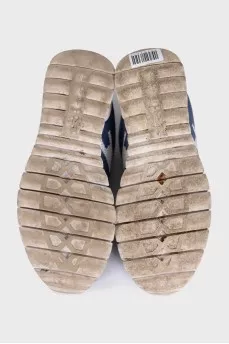 Men's blue sneakers with a signature print