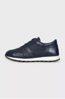 Men's blue leather sneakers