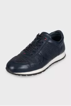 Men's blue leather sneakers