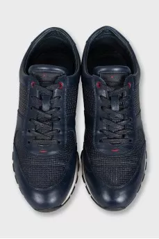 Men's blue leather sneakers