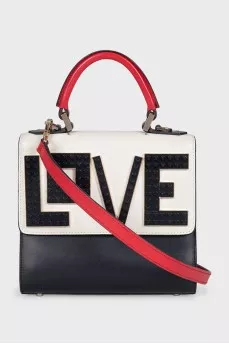 Leather satchel with decor