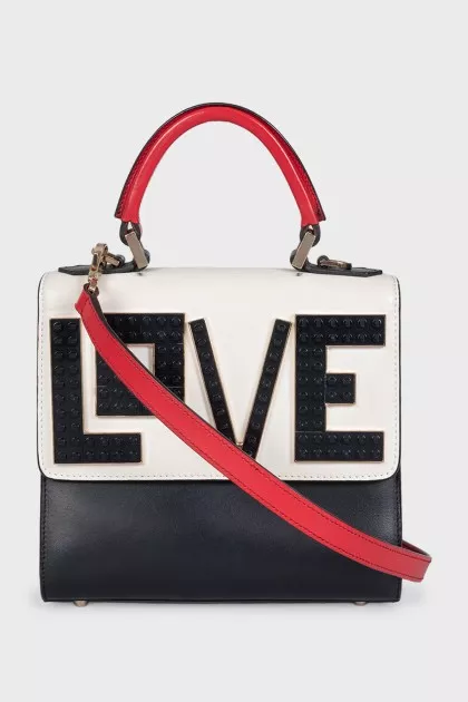 Leather satchel with decor