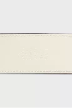 White leather belt with signature buckle