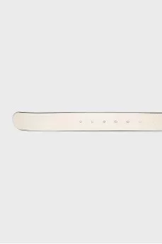 White leather belt with signature buckle