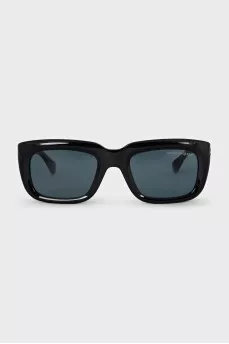 Rectangular sunglasses with blue lenses