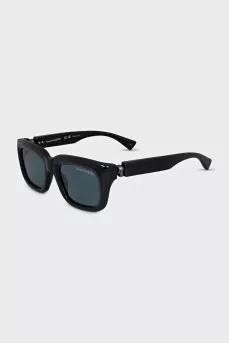 Rectangular sunglasses with blue lenses