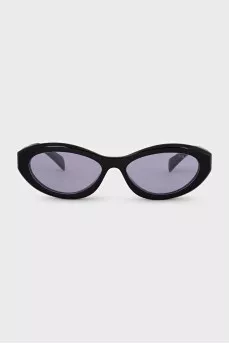 Oval sunglasses with purple lenses