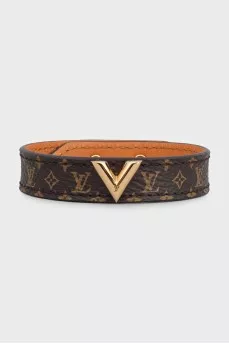 Leather bracelet with signature print