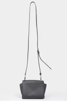 Black leather handbag with metal fittings