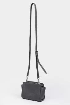 Black leather handbag with metal fittings