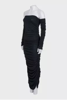Black off-the-shoulder dress with tag