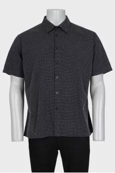 Men's black short sleeve printed shirt