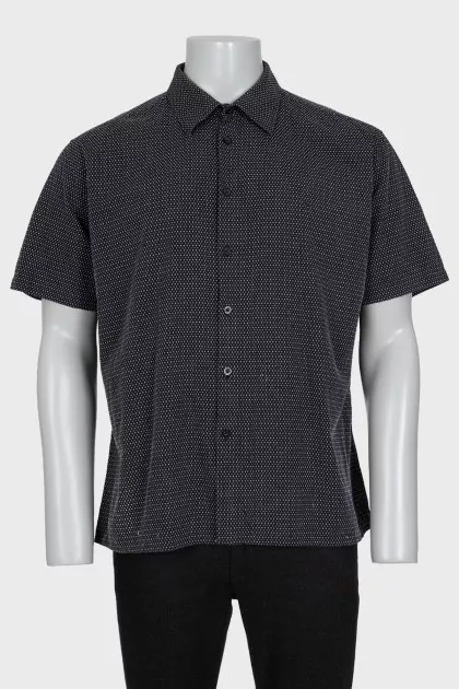 Men's black short sleeve printed shirt