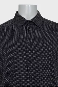 Men's black short sleeve printed shirt