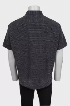 Men's black short sleeve printed shirt
