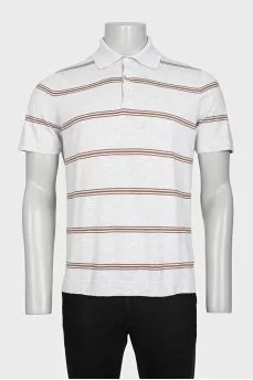 Men's gray striped polo shirt