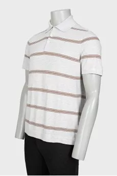 Men's gray striped polo shirt