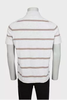 Men's gray striped polo shirt