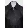 Leather jacket with buttoned pockets