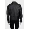 Leather jacket with buttoned pockets