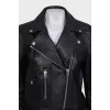 Black straight-cut leather jacket