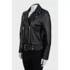 Black straight-cut leather jacket