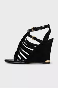 Black suede sandals