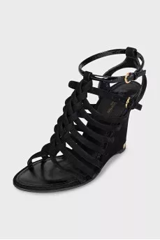 Black suede sandals