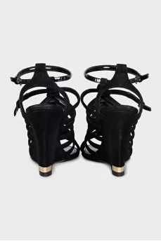 Black suede sandals