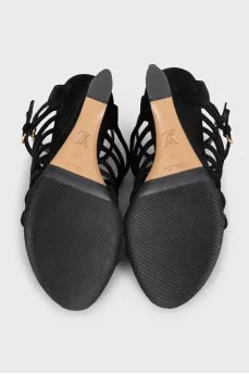 Black suede sandals