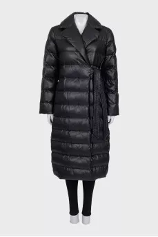 Black eco-leather coat