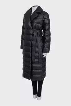 Black eco-leather coat