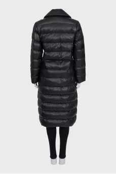 Black eco-leather coat