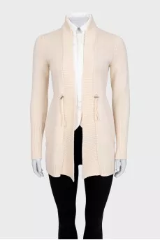 Cashmere beige cardigan with inserts