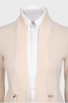 Cashmere beige cardigan with inserts