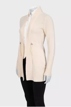 Cashmere beige cardigan with inserts