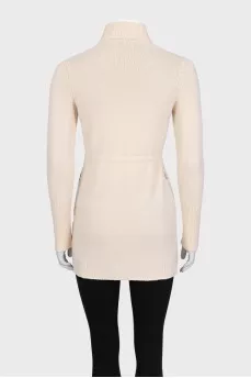 Cashmere beige cardigan with inserts