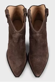 Brown suede cossacks
