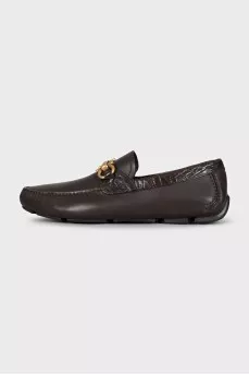 Чоловічі мокасини зі шкіри коричневого кольору