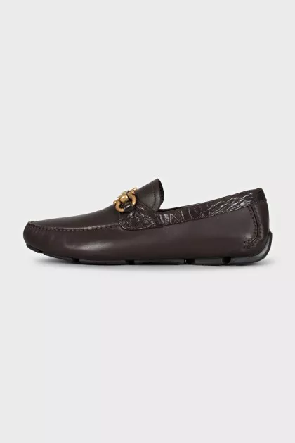 Men's brown leather moccasins