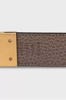 Brown leather double-sided belt